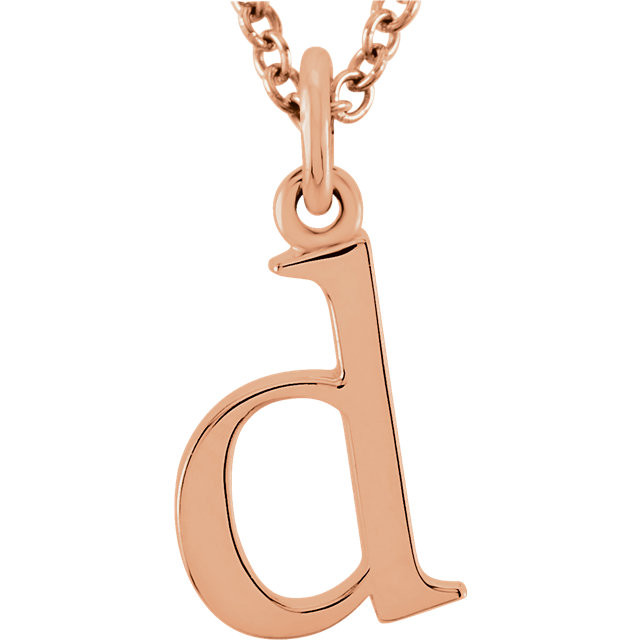 Casual and chic, a lower case initial necklace says a lot about your style. These 16-inch necklaces are available in 14kt white, yellow and rose gold.