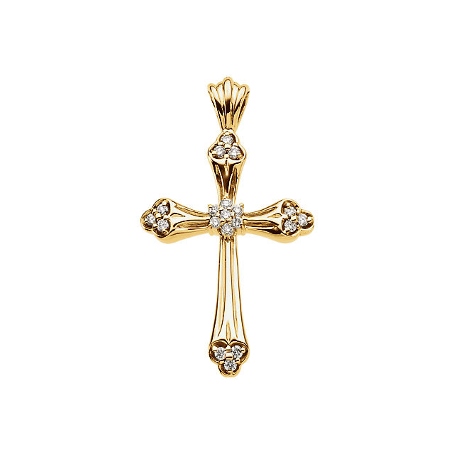 This exquisite pendant is a dazzling display of faith. Lovely in 14K gold, it showcases 1/4 ct. of stunning diamonds linked in the shape of a cross. Polished to a brilliant shine.