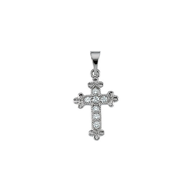 Absolutely adorable, this diamond cross pendant is sure to be noticed. A dainty cross motif provides grace and movement to this elegant, pendant. A traditional cross is rendered in dazzling 14k gold with diamonds giving a gorgeous look. Polished to a brilliant shine.