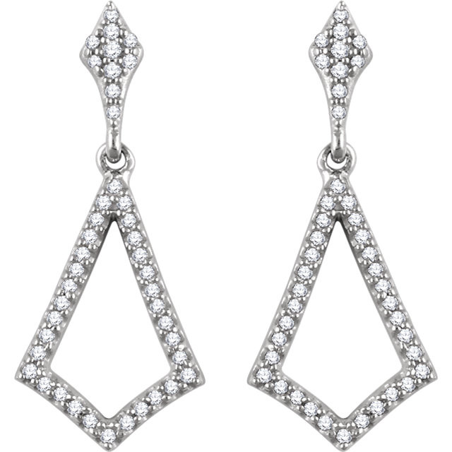 These earrings are featured in a gorgeous 14k white gold setting. With a unique style for her this diamond earrings are unlike any other. Add this dangling style fine jewelry item to your collection today.