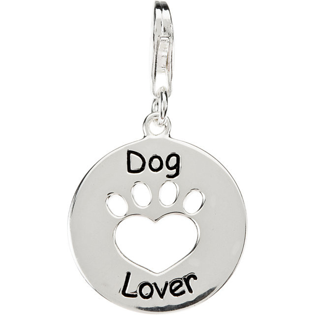 Heart U Back™ Dog Lover Paw Charm In Sterling Silver. The pendant is 19.93mm in size. The Heart U Back Collection of jewelry has been uniquely designed and created to express the heart-warming bond between pet and the pet owner. Polished to a brilliant shine.