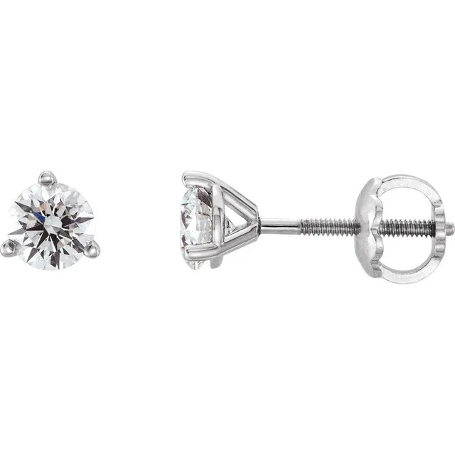 Bold and stunning, the outstanding round diamonds in these solitaire stud earrings make a magnificent accompaniment to any style and any look. For a woman whose beauty must be matched with equally striking brilliance, these are a perfect choice. Totaling 1/4 cts., the diamonds' daring sparkle stands out in 14k white gold.