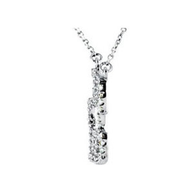 Tell her she is the missing piece in your life with this enchanting necklace. Round diamonds line a single puzzle piece with brilliance. The pendant, crafted in 14k white gold, has a total diamond weight of 1/4 carat. The 16.50-inch diamond cut cable chain is secured with a spring ring clasp.