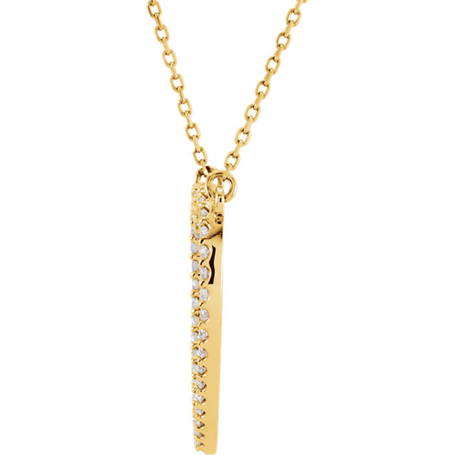 Beautiful 14Kt yellow gold heart necklace features white shimmering diamonds with 1/3 carats of diamonds hanging from a 16" inch chain which is included.