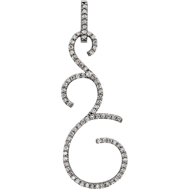 Modern 14Kt white gold diamond swirl design pendant with a total diamond carat weight of 7/8cts. Total weight of the gold is 3.97 grams.