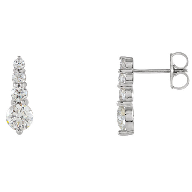 Cute as can be, these drop earrings add a touch of whimsy to any attire. Created in 14K White Gold, these designs feature shimmering white diamond accents arranged in a prong setting. A fabulous look anytime, these post earrings are polished to a brilliant shine and secure comfortably with friction backs.