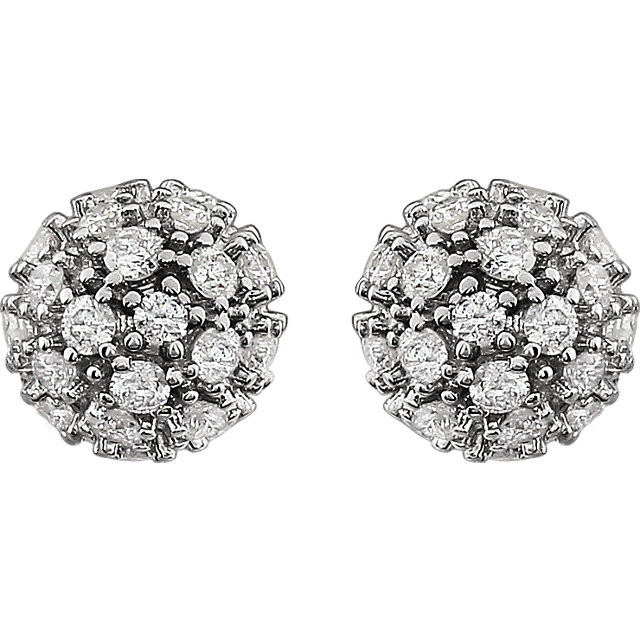Accentuate your ensemble with these stunning cluster ball stud diamond earrings. Polished and crafted of 14-karat gold, this pair of earrings featuring a captivating, lustrous appearance. 