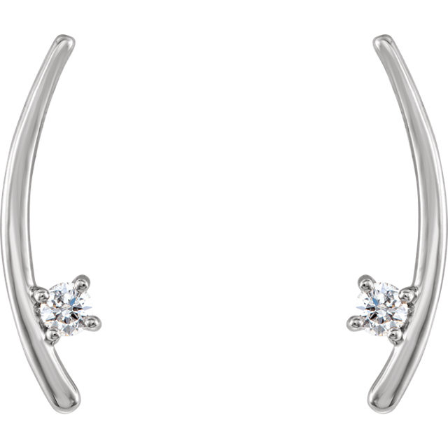 Beautiful 14k white gold earrings climber set with one gorgeous diamond to give it a tasteful look!