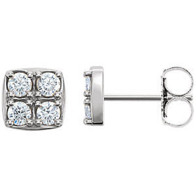 Superb style is found in these platinum cluster earrings accented with the brilliance of round full cut white diamonds.