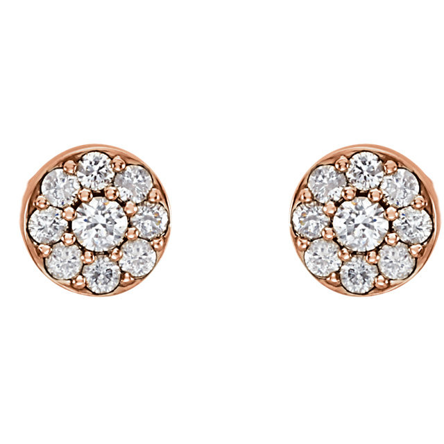 Superb style is found in these 14k rose gold cluster earrings accented with the brilliance of round full cut white diamonds.