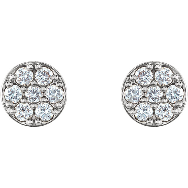 Superb style is found in these platinum cluster earrings accented with the brilliance of round full cut white diamonds.