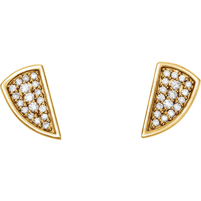 Good things come in small packages, as you can plainly see with our diamond geometric earrings. Set in elegant 14Kt yellow gold, they are great earrings to buy for yourself or for someone else.