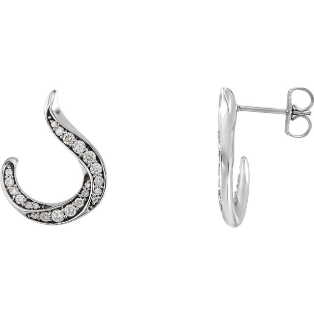 These 3/8 ct. t.w. diamond crescent drop earrings are set in 14K white gold and secure with friction backs.