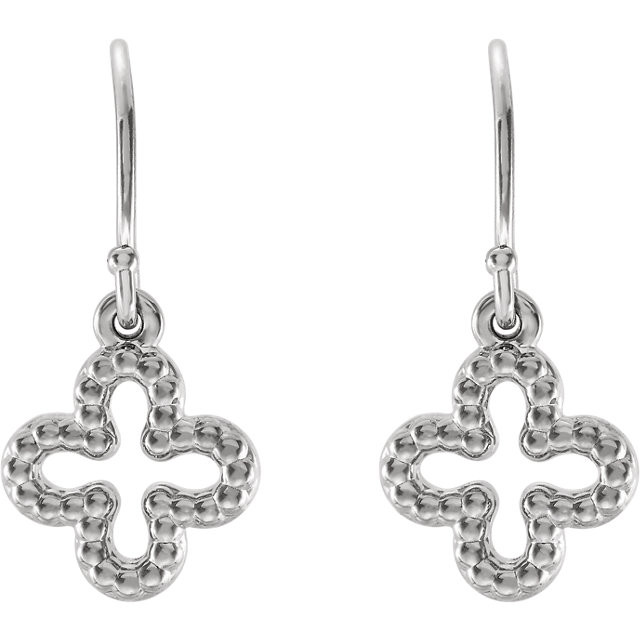 Beautiful Sterling Silver Beaded Clover Earrings. The size of the earring is 23.26x10.35mm. Total weight of the silver is 1.59 grams.