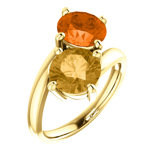 Made in yellow gold, this exquisite design features a Honey Topaz & Poppy Topaz gemstones. Both gemstones representing your friendship and loving commitment.