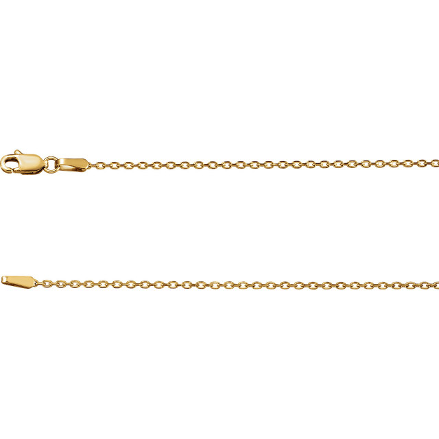 A classic look that complements any attire, this diamond-cut cable chain is a terrific every day option. Fashioned in 14K gold, this 1.40mm cable chain is a great look alone, pair this chain with your favorite charm to create a personalized pendant. Polished to a brilliant shine.