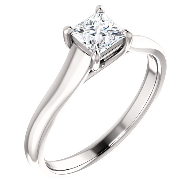 Simple, sleek and so stunning, take her breath away with this exquisite diamond engagement ring. Fashioned in cool platinum, the eye is drawn to the 1/2 ct. round diamond center stone standing tall in a traditional four-prong setting.