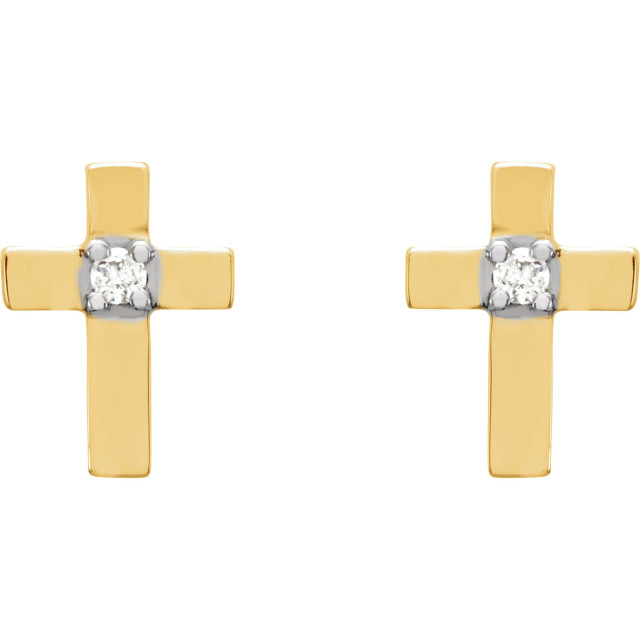 Stylish and symbolic. These cross earrings are in 14k yellow gold. Each earring measures 7.00x05.00mm and has a bright polish to shine.