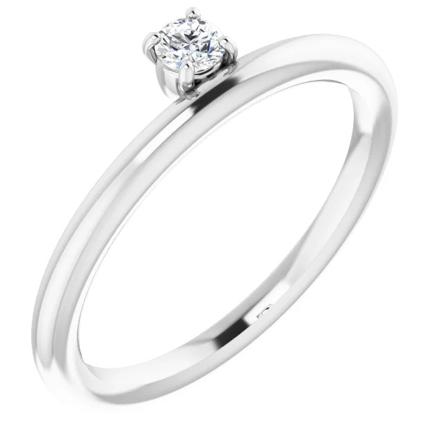 This lovely, diamond asymmetrical stackable ring is fashioned from high-polished 14K white gold. Diamonds are G-H in color and I1 or better in clarity.