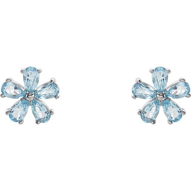An alluring genuine Sky Blue Topaz makes a vibrant statement in each of these stylish earrings for her. Crafted in 14K white gold, These fine jewelry earrings are secured with friction backs. 