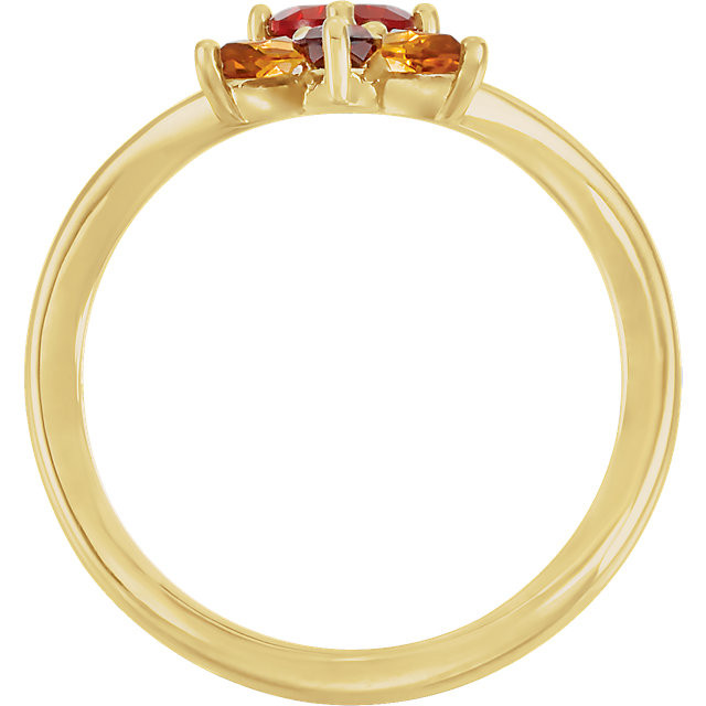 Dare to be colorfully bold with this extraordinary multi-gemstone ring in 14k yellow gold.