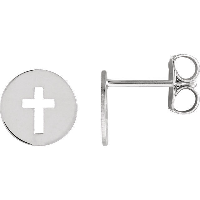 A meaningful symbol and a special pierced cross earrings in 14k white gold.  They are approximately 7.90mm in width by 7.90mm in length.