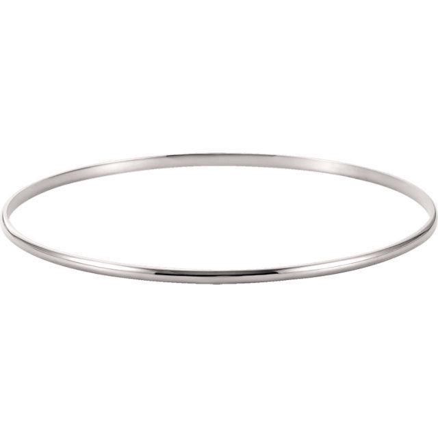Crafted in brightly polished 14k white gold, this half round bangle bracelet is lightweight yet looks substantial. A statement piece on its own, stack with other bracelets for an on-trend look.