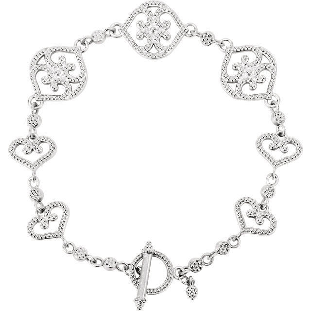 Express your style through this beautiful Granulated Metal Fashion 7.5" bracelet in 14k white gold. Polished to a brilliant shine.