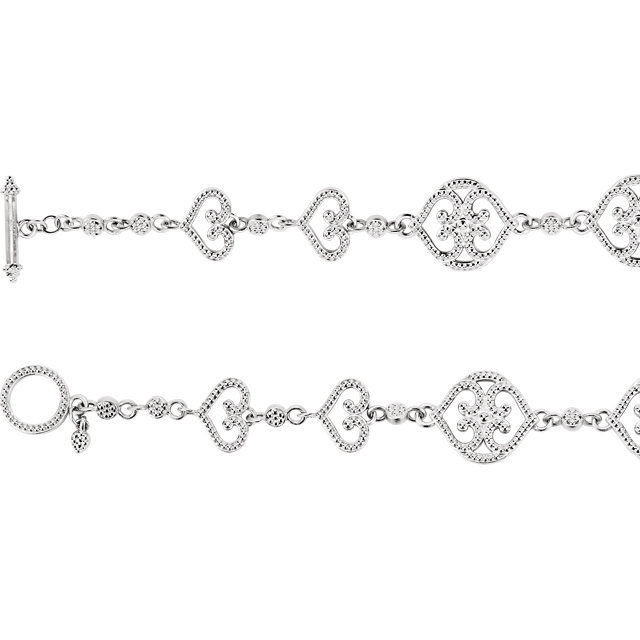 Express your style through this beautiful Granulated Metal Fashion 7.5" bracelet in 14k white gold. Polished to a brilliant shine.