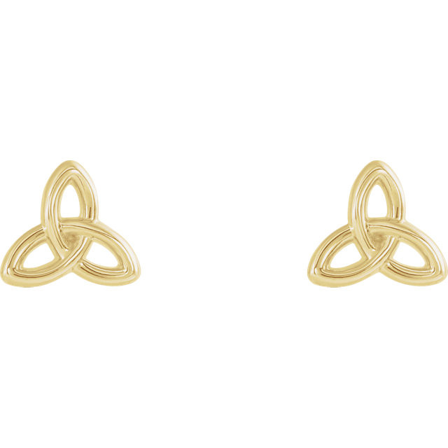 These stunning golden Celtic knot earrings are a great way to show off your Irish heritage. The Trinity Knot symbol is one of the most recognizable Irish emblems. It soon became an early Christian symbol for the Holy Trinity of the Father, Son, and Holy Spirit. These earrings take the simplicity of the Trinity Knot and make it even more beautiful. These Irish earrings are made from 14K gold, giving them the perfect shine. 