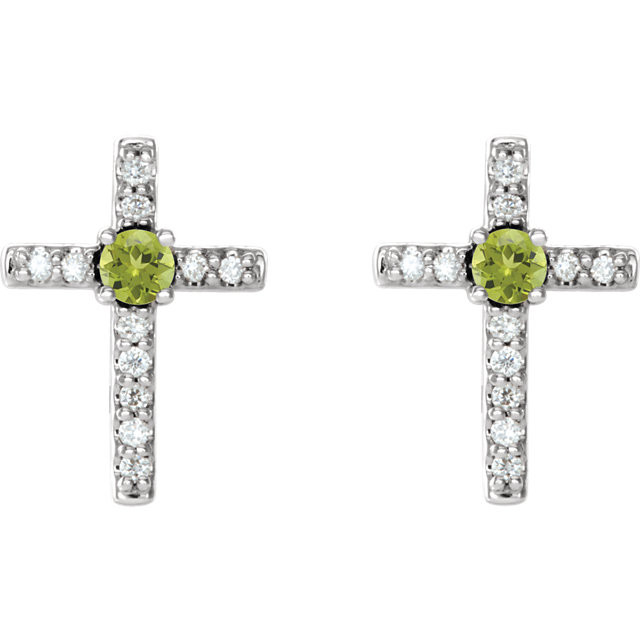 Peridot is the extraterrestrial gem, discovered in meteors that fall to earth. JA Diamonds peridot is a fresh lime green.
Diamonds are G-H in color and I1 or better in clarity. Polished to a brilliant shine.