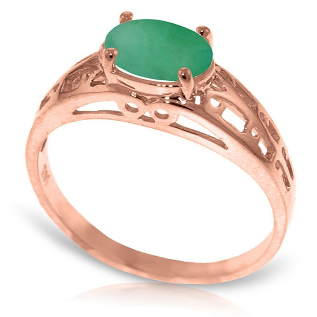  This elegant 14k gold filigree ring with natural emerald is the perfect gift for the lady that admires all things from the earth. Natural emeralds are not altered or modified in any manner, so they maintain that fresh from the earth appearance. This emerald stone is a nice 1.15 carats, and the setting is a lovely gold piece that can be made in yellow, white or rose gold. Emerald is the birthstone for May, making it an excellent gift for those born in the spring month of May. This ring is almost as elegant as the lady who will wear it, and she is sure to love it.