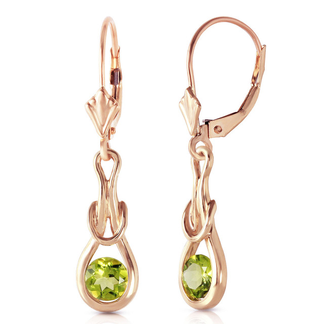 Two mystifying Round shaped Peridot's stand out on this perfectly crafted 14k Gold Leverback Earrings.