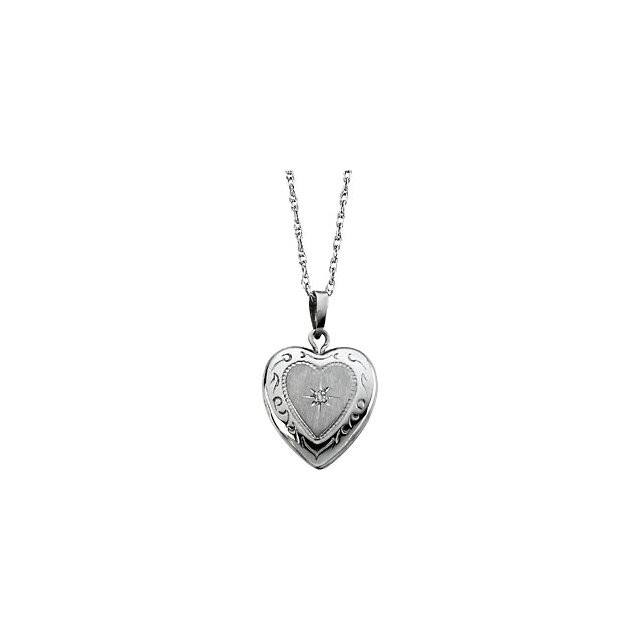 Considered one of the most personal items of jewelry, lockets capture memories like no other. This special heart-shaped locket in 14K white gold with an 18 inch solid rope chain.