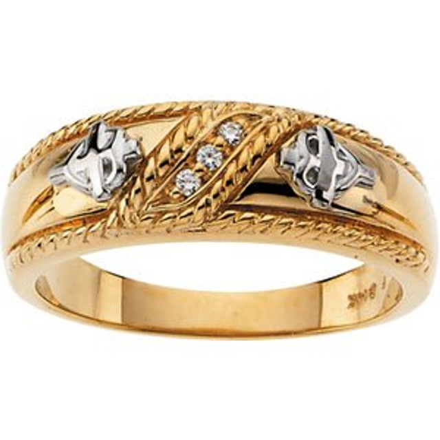 This jewelry adds a touch of nature-inspired beauty to your look and makes a standout addition to your collection. It fits your lifestyle and perfect piece for any outfit. Men's Cross Band With Diamonds In 14K Yellow Gold.