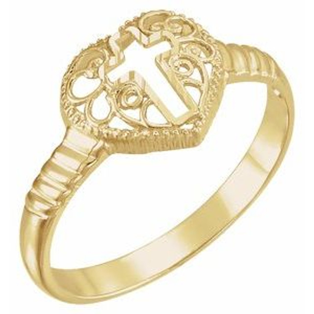 Beautifully combining her love and her faith, this sweet fashion ring is certain to be cherished.