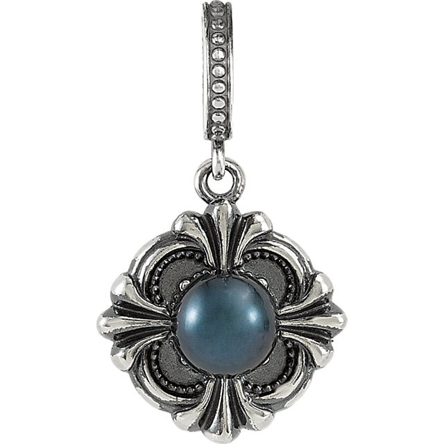 An elegant look, this drop pendant will catch the eye and captivate. Fashioned in fine sterling silver, this dazzling pendant has luminous 6.0mm cultured round half drilled akoya pearl.