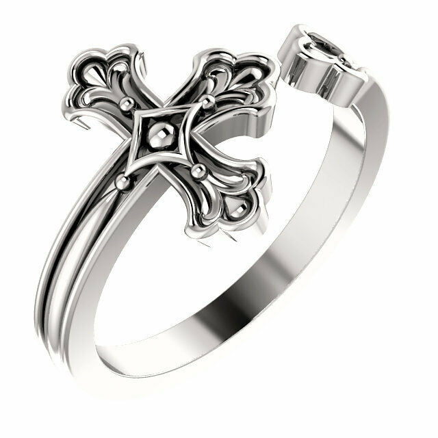 There's nothing more comforting than feeling faith in your heart and believing you are blessed with the gift of the Lord's guidance. Now, you can wear a stunning expression of this belief with this religious negative-space cross ring.