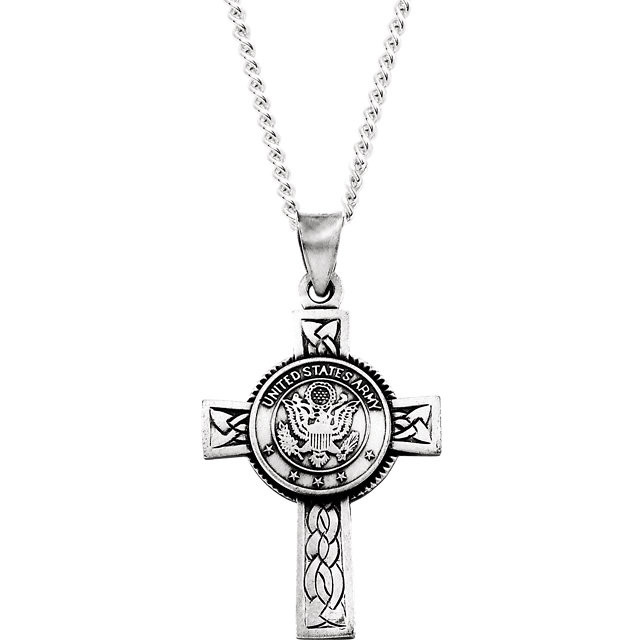 Show your support of our troops, our freedoms and your faith with this beautiful 24" army cross necklace. This cross features a center medal displaying the US Army.