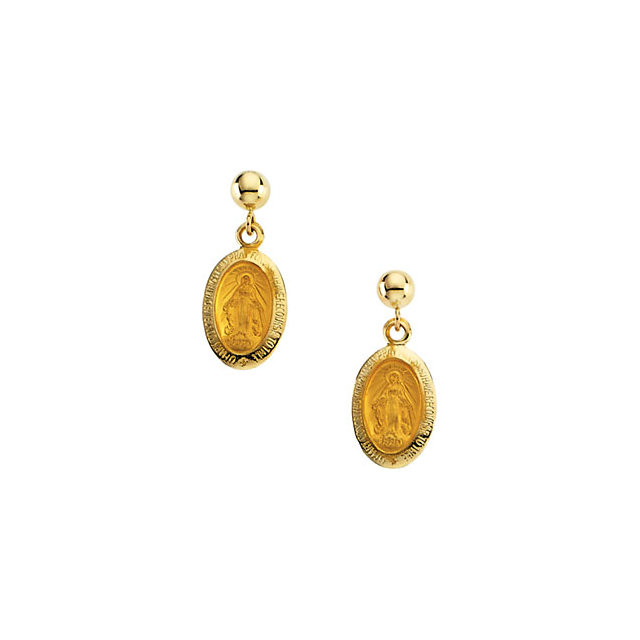 Miraculous Ball Dangle Earrings In 14K Yellow Gold and measures 12.00x09.00mm. Polished to a brilliant shine.