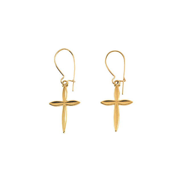 These lovely 14k gold cross earrings are simply beautiful. Polished to a brilliant shine.