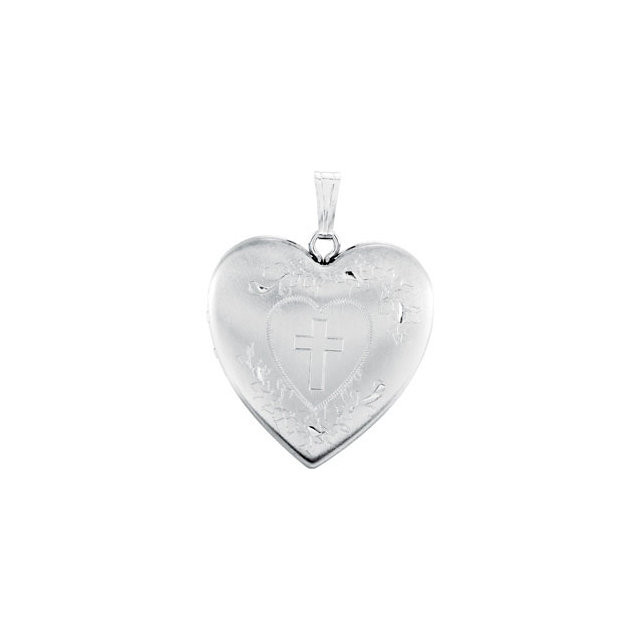 A sweet look, this locket is perfect for the one you love. Heart Locket With Cross In Sterling Silver. Polished to a brilliant shine.
