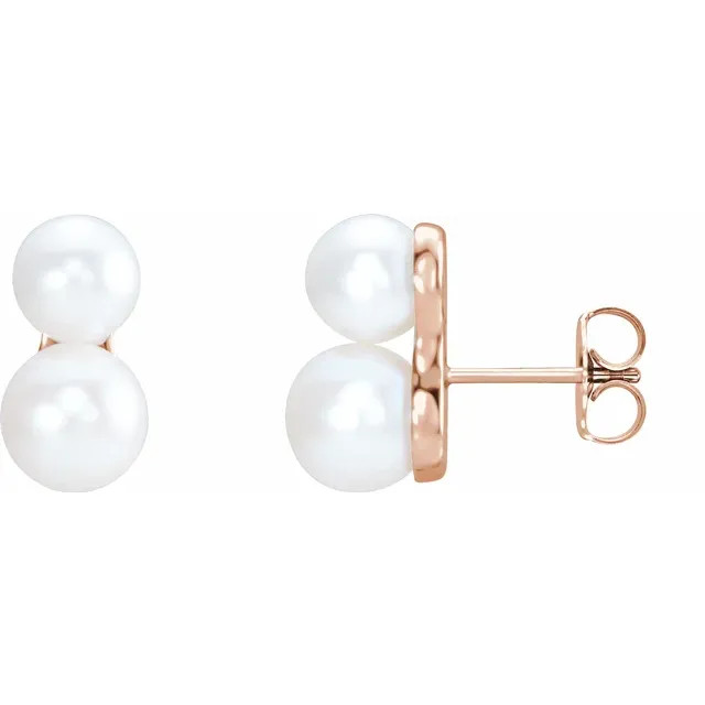 These simple, yet sophisticated freshwater two-stone pearl ear climbers are so easy to wear, for any occasion.