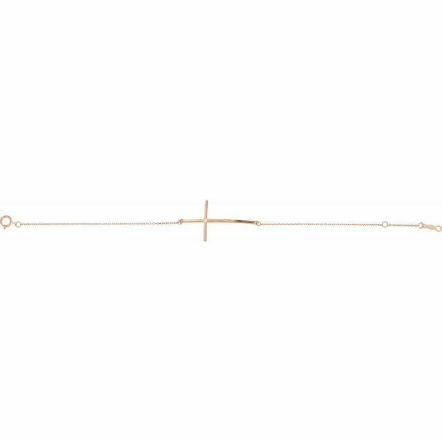 Diamond Sideways Cross Bracelet In 14K Rose Gold