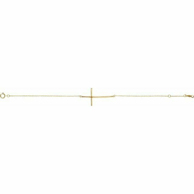 Imitation Citrine Sideways Cross Bracelet In 14K Yellow Gold