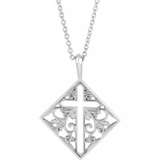 This ornate pierced cross necklace is as much about faith as it is fashion. A thoughtful design, the chain measures 16.0 inches in length with a 2.0-inch extender and it secures with a spring-ring clasp. 