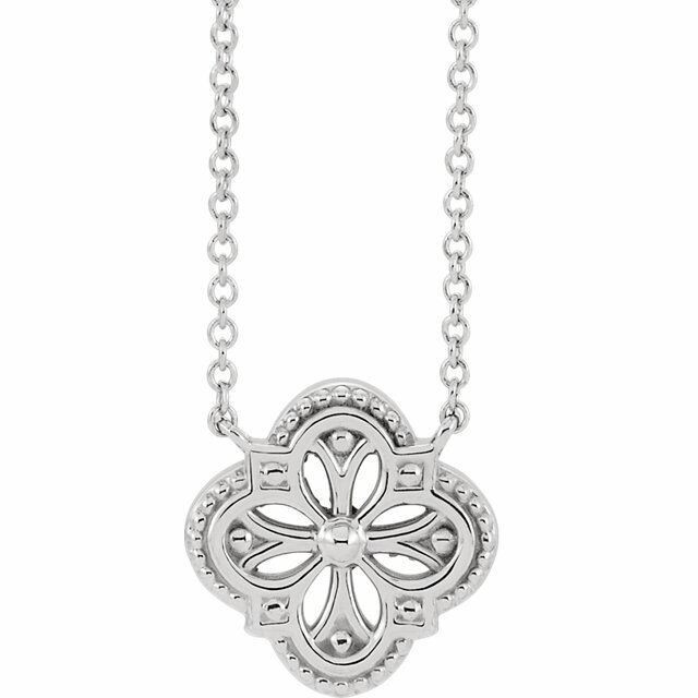 Styled in lustrous sterling silver, the pendant sways from your choice of either a 16 or 18-inch cable chain secured with a spring ring clasp. Just send us a message and let us know if you want a 16 or 18" chain.