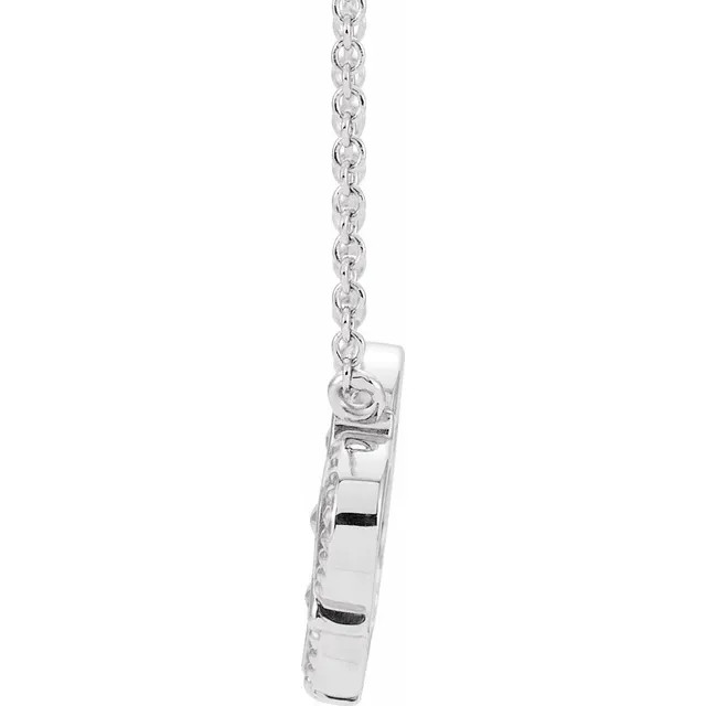 Styled in lustrous sterling silver, the pendant sways from your choice of either a 16 or 18-inch cable chain secured with a spring ring clasp. Just send us a message and let us know if you want a 16 or 18" chain.