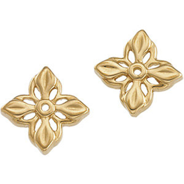 These cross earrings are made of polished 14k yellow gold. Each earring measures 13 x 13mm and weighs 1.23 grams.