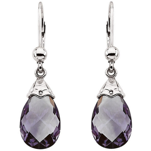 Add color to your jewelry collection with these 14k white gold drop earrings! Each earring features a 12x8mm amethyst gemstone and is polished to a brilliant shine.
